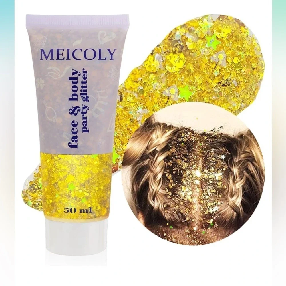 Gold Face & Body Glitter festival rave edc chunky gold glitter 50 ml